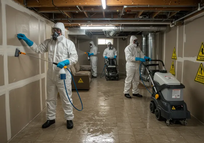 Basement Moisture Removal and Structural Drying process in South Rockwood, MI